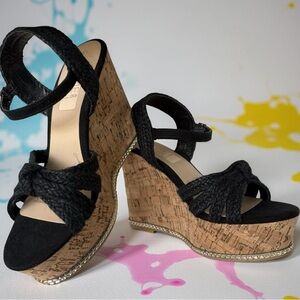 Black Wedge Sandals